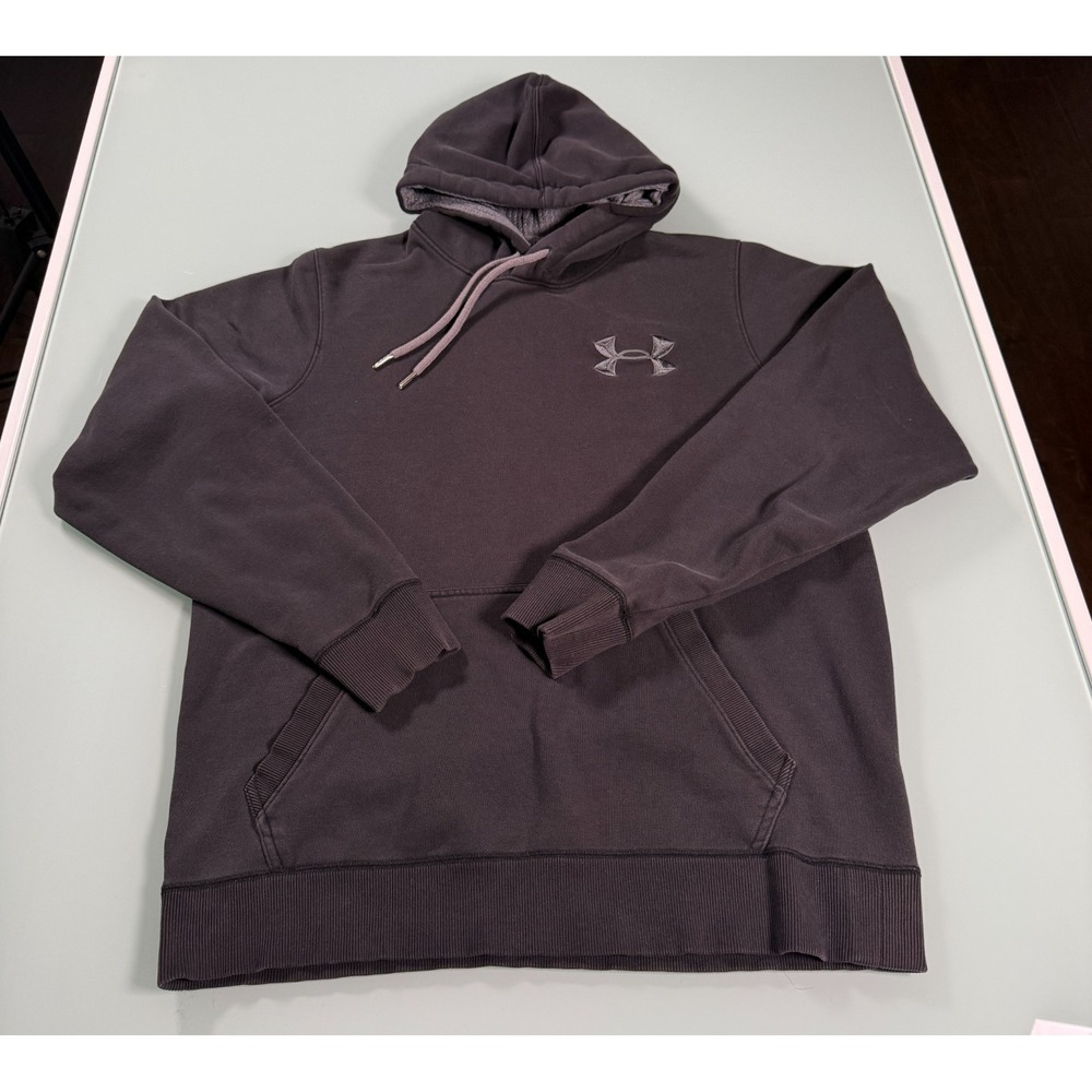UNDER ARMOUR Solid Gray Cotton Blend Mens Kangaroo Pocket Hoodie - Large - Picture 1 of 12